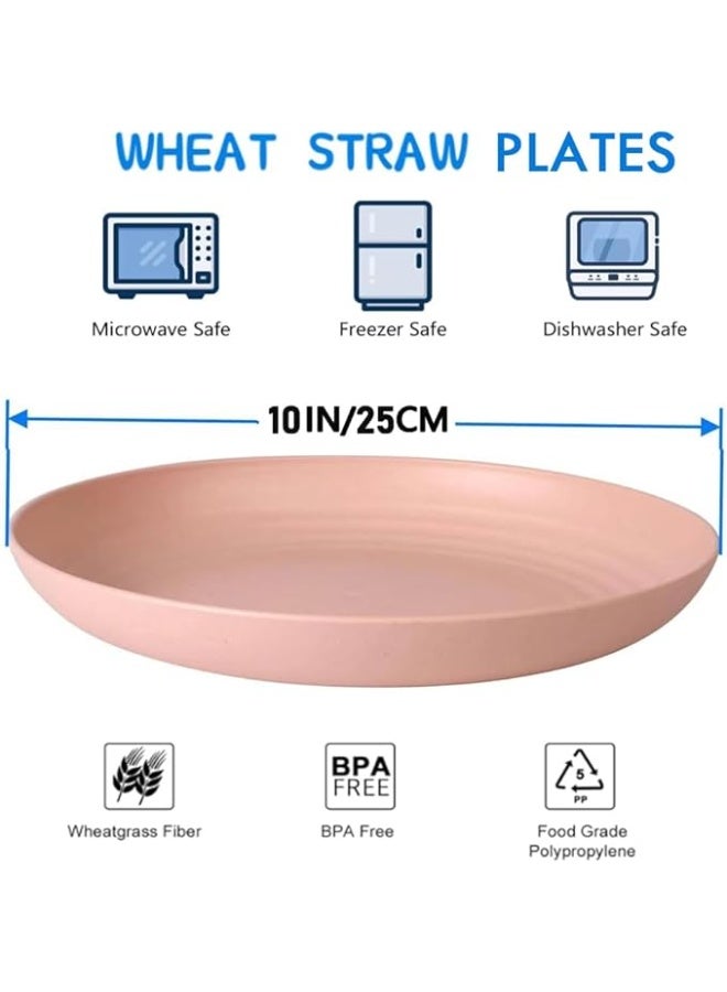 Unbreakable Dinner Plates Set of 4, Reusable Wheat Straw Plates 10 Inches, Lightweight Unbreakable Dinner Dishes Plates, Dishwasher & Microwave Safe - Image 3